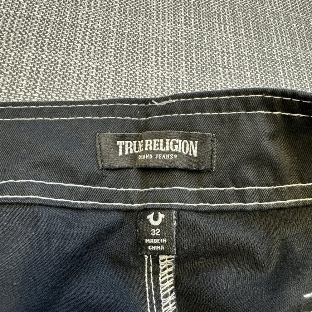 True Religion Brand Cargo Pants Mens 32x31 Y2K Black Contrast Stitch Sttreetwear